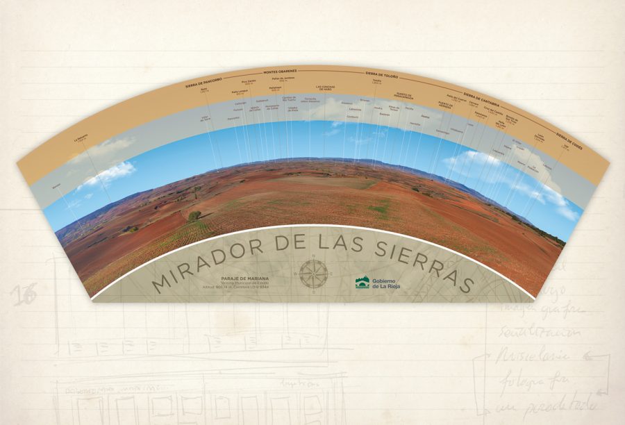 señalización medioambiental. Panel Villaverde. La Rioja. Mirador de las sierras