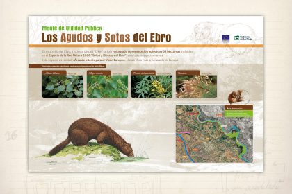 señalización medioambiental. Panel informativo. Los agudos y sotos del Ebro. Gobierno de La Rioja